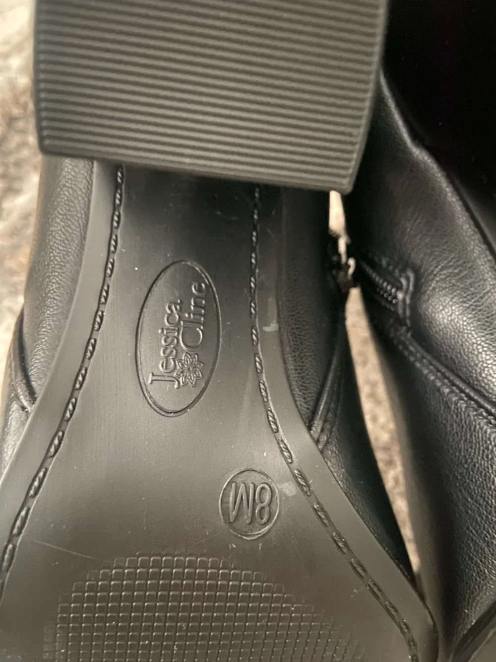 Classic Black Ankle Booties with Gold Zip Accent - Picture 9 of 12